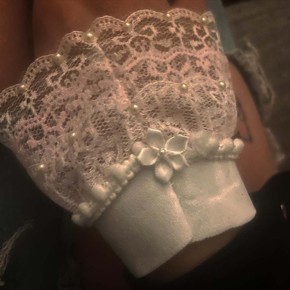 Elegant Lace Cuffs with Pearl Accents